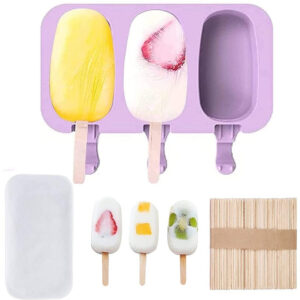 Popsicle Mold Silicone 3 Cavity With 50Pcs Sticks