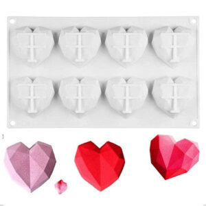 Pinata Diamond Heart Shape 8 cavity Fondant & Chocolate Silicone Mold