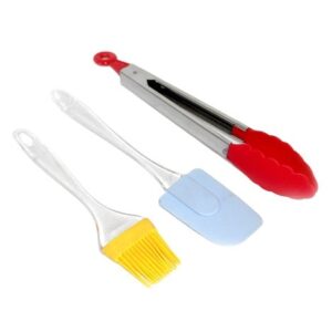 Silicone Spatula Brush & Tong 3Pcs Set