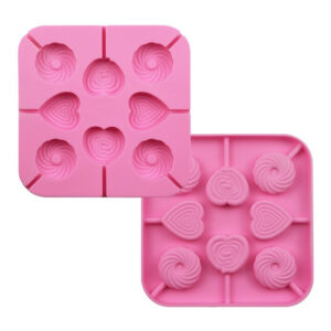 Heart & Candy Shape Silicone Lollipop Mold 8 Cavity