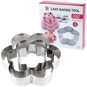 Flower Shape Cake Baking Tool Stainless Steel 3Pcs Set