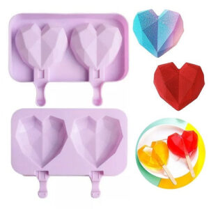 Diamond Heart Silicone Popsicle Mold 2 Cavity