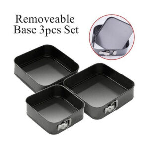 Square Cake Mold Non Stick 3Pcs Set Removable Base