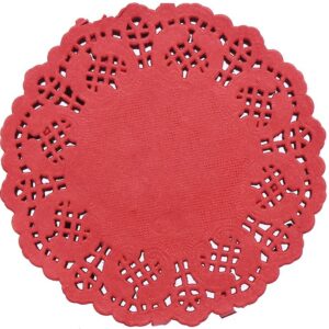 Red Round Shape Doilies Paper 24Pcs Pack 11CM
