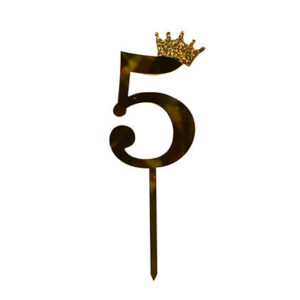 Cake Topper Crown Golden Number 5