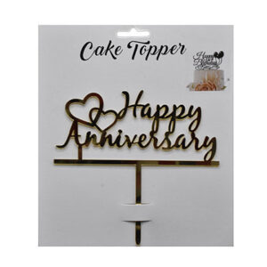 Happy Anniversary Golden Cake Topper