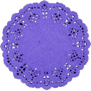 Purple Round Shape Doilies Paper 24Pcs Pack 11CM