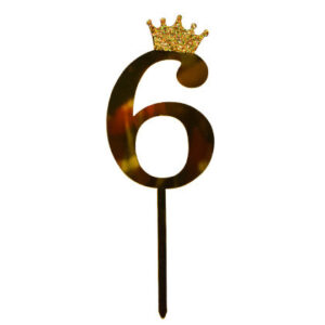 Cake Topper Crown Golden Number 6