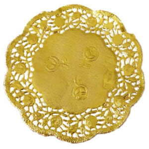 Golden Round Shape Doilies Paper 24Pcs Pack 16.5CM