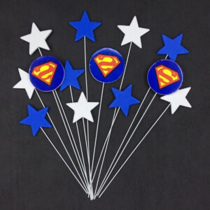 Superman With Stars Foam Cake Topper With Silver Wire