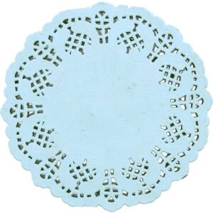 Light Blue Round Shape Doilies Paper 24Pcs Pack 11CM