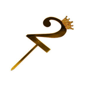 Cake Topper Crown Golden Number 2