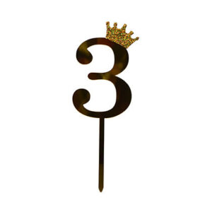 Cake Topper Crown Golden Number 3